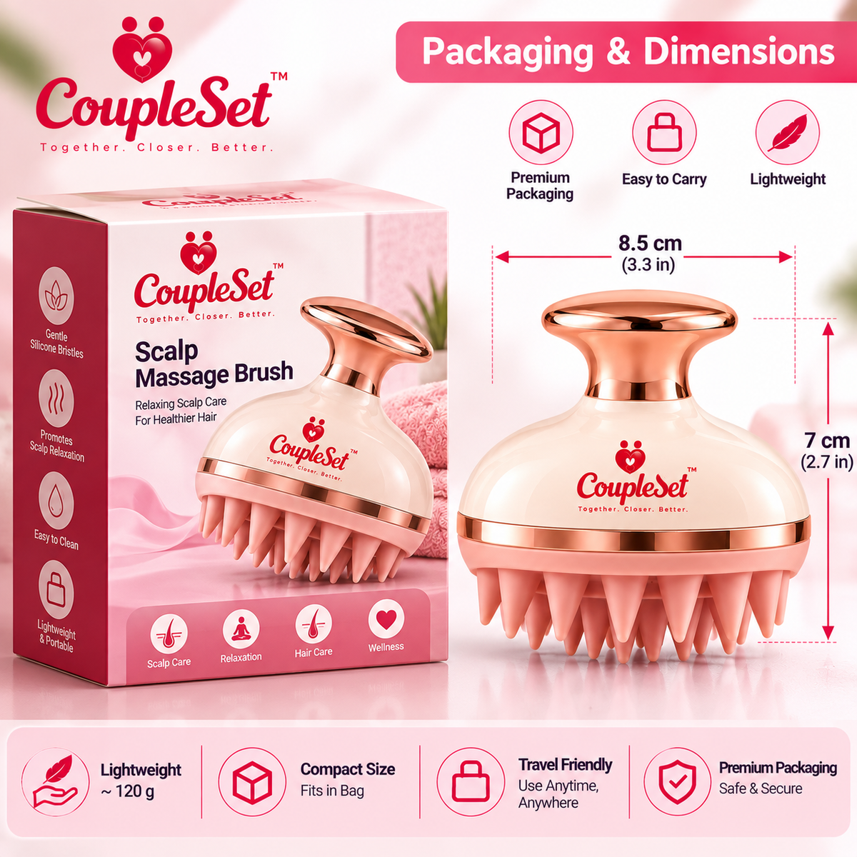 Scalp Massage Brush – Soft Silicone Head Massager for Relaxation & Hair Care