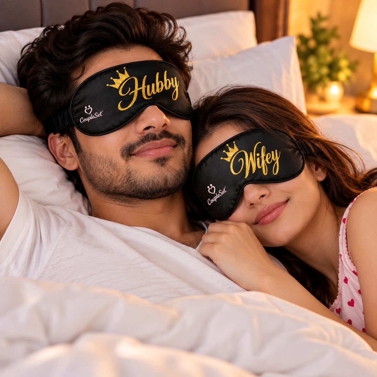 Hubby & Wifey Couple Sleeping Mask Set