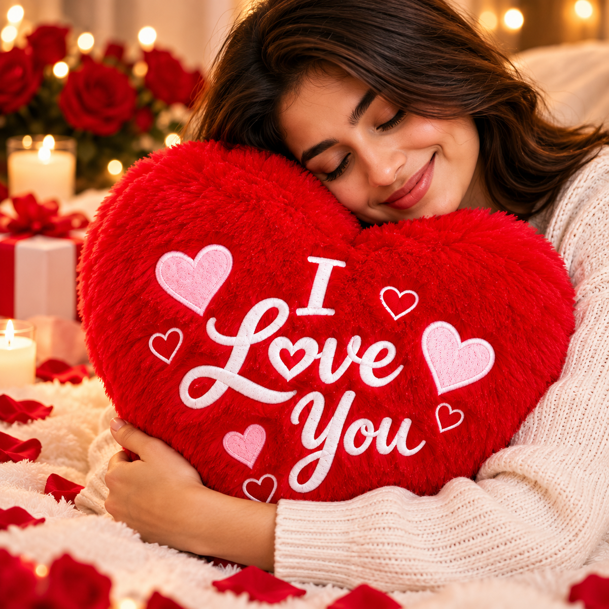 I Love You Heart Shape Pillow – 30 cm | Romantic Cushion Gift for Loved Ones