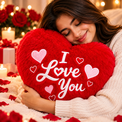 I Love You Heart Shape Pillow – 30 cm | Romantic Cushion Gift for Loved Ones