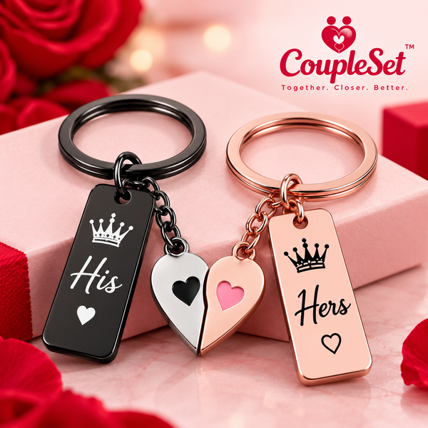 His & Hers Couple Keychain Set – Matching Keychains for Couples