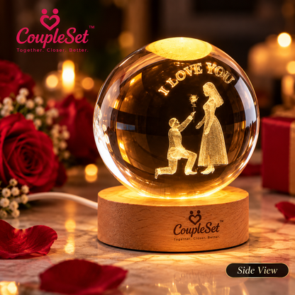 Love You Crystal Ball Night Lamp – Romantic Couple LED Decorative Light