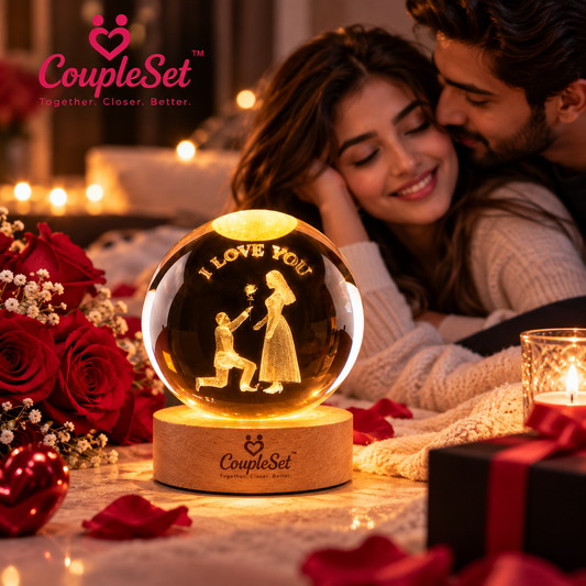 Love You Crystal Ball Night Lamp – Romantic Couple LED Decorative Light