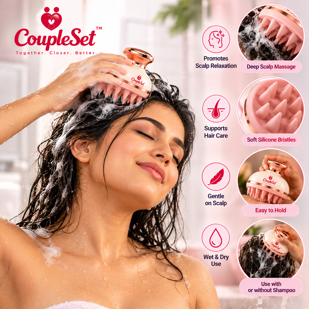 Scalp Massage Brush – Soft Silicone Head Massager for Relaxation & Hair Care